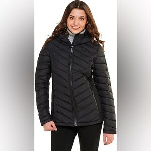 Reebok Women's JacketLightweight Quilted Puffer Parka Coat with Flex StretchPane